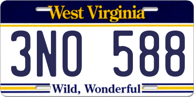 WV license plate 3NO588