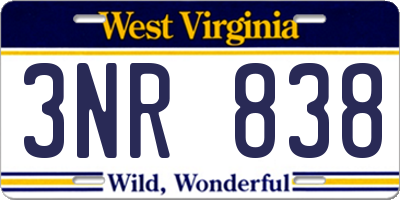WV license plate 3NR838