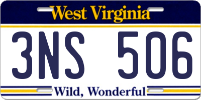 WV license plate 3NS506