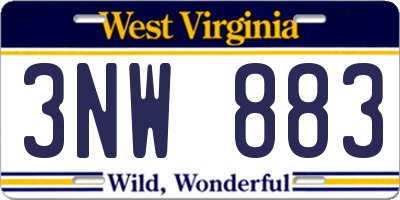 WV license plate 3NW883