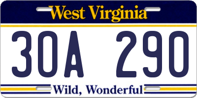 WV license plate 3OA290