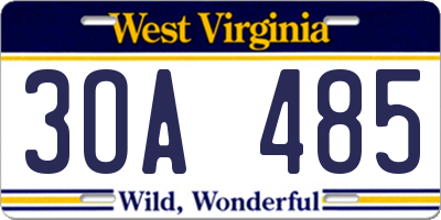 WV license plate 3OA485