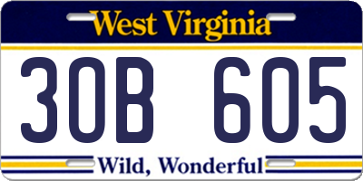 WV license plate 3OB605