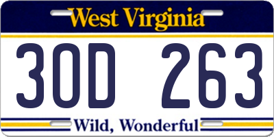 WV license plate 3OD263