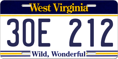 WV license plate 3OE212