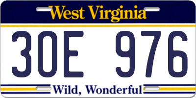 WV license plate 3OE976
