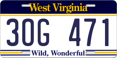WV license plate 3OG471