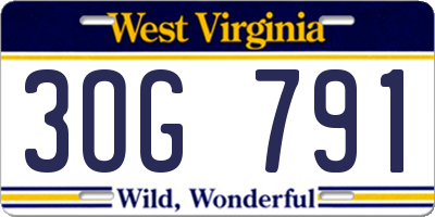 WV license plate 3OG791