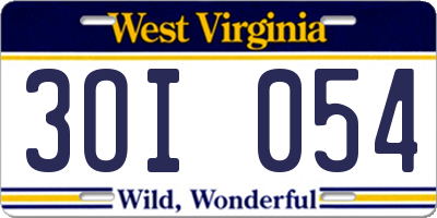 WV license plate 3OI054