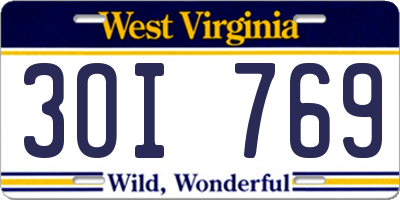 WV license plate 3OI769