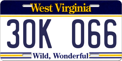WV license plate 3OK066