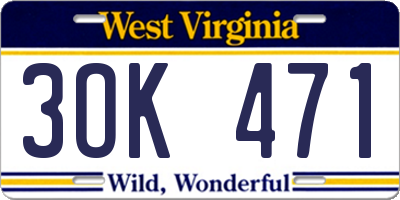 WV license plate 3OK471