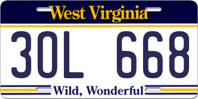 WV license plate 3OL668