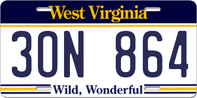 WV license plate 3ON864