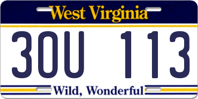 WV license plate 3OU113