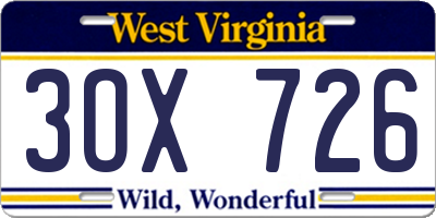 WV license plate 3OX726