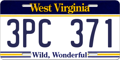 WV license plate 3PC371