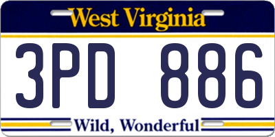 WV license plate 3PD886
