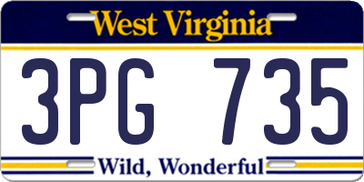 WV license plate 3PG735