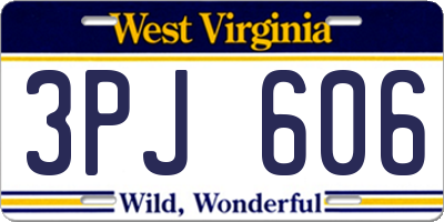 WV license plate 3PJ606
