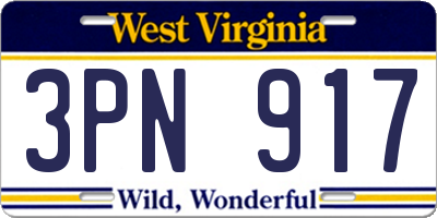WV license plate 3PN917