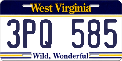 WV license plate 3PQ585