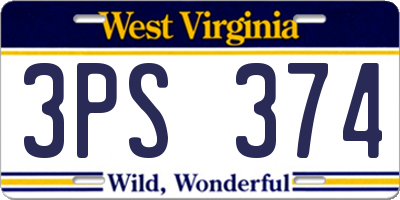 WV license plate 3PS374