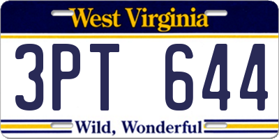 WV license plate 3PT644