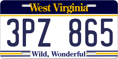 WV license plate 3PZ865