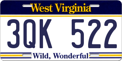 WV license plate 3QK522