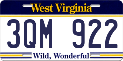 WV license plate 3QM922