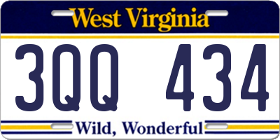 WV license plate 3QQ434