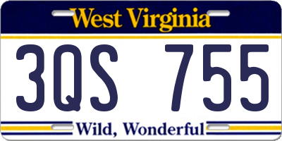 WV license plate 3QS755