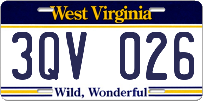 WV license plate 3QV026