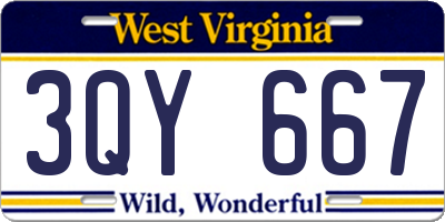 WV license plate 3QY667
