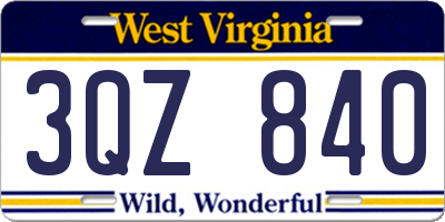 WV license plate 3QZ840