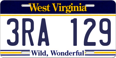 WV license plate 3RA129