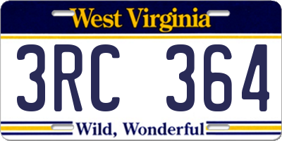 WV license plate 3RC364