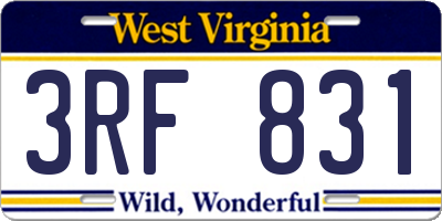 WV license plate 3RF831