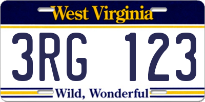 WV license plate 3RG123