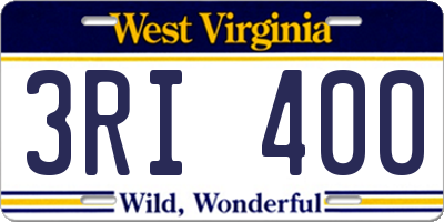 WV license plate 3RI400