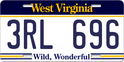 WV license plate 3RL696