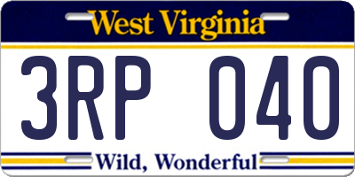 WV license plate 3RP040