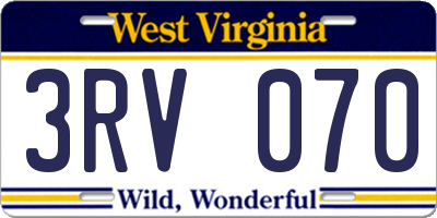WV license plate 3RV070