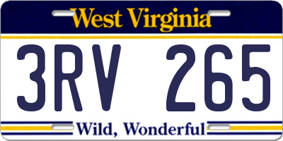 WV license plate 3RV265