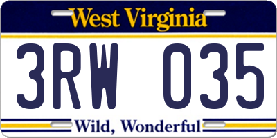 WV license plate 3RW035