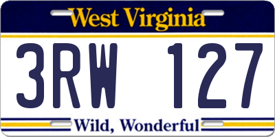 WV license plate 3RW127