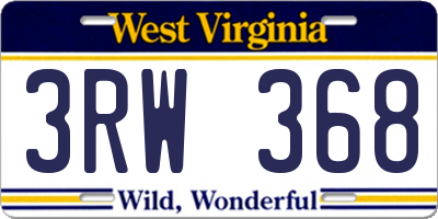 WV license plate 3RW368
