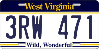 WV license plate 3RW471