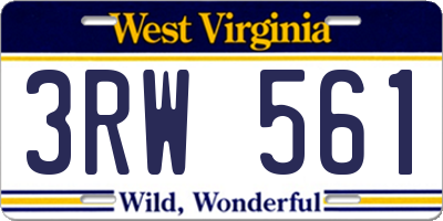 WV license plate 3RW561